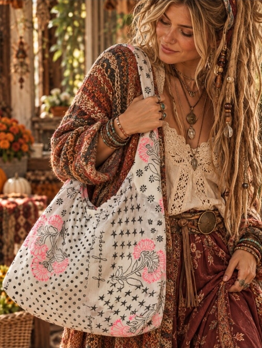 4/$15 Boho Star Floral Tote Bag | Y2K Indie Fairycore Cottagecore Whimsigoth